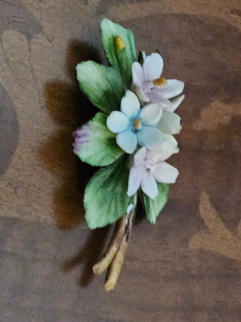 RARE VINTAGE CAPODIMONTE ITALY PORCELAIN FLOWER FLORAL SPRAY PIN BROOCH - Picture 3 of 10